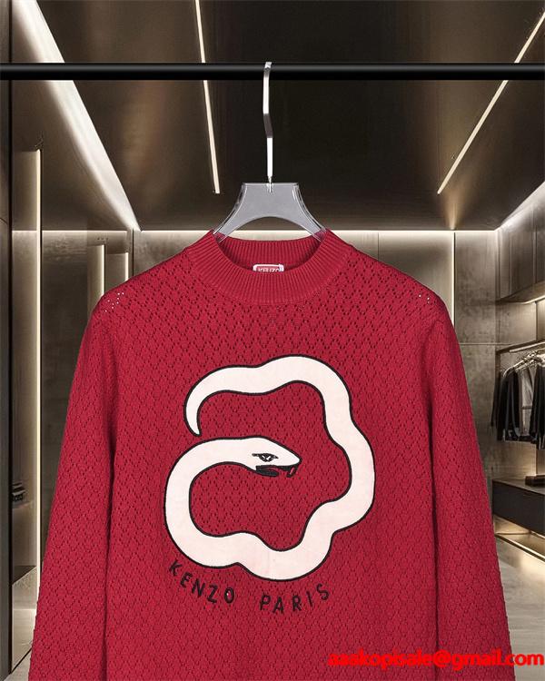 レッド 蛇×花柄アイコンブランドプリント セーター ケンゾー KENZO コピー 秋冬 着心地抜群 注目