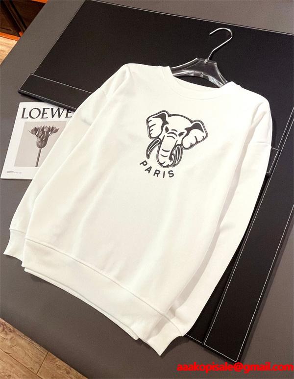 ブラック エレファントモチーフ ホワイトプリント パーカー ケンゾー KENZO コピー 秋冬 シンプル 定番