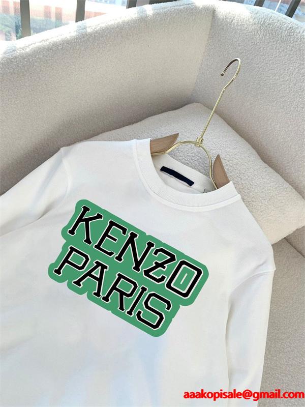 ケンゾー ブラック/ホワイト 2色展開 KENZOロゴ クルーネックスウェット ケンゾー 偽物 秋冬 シンプル 万能