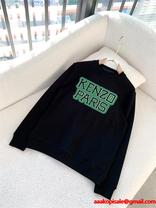 ケンゾー ブラック/ホワイト 2色展開 KENZOロゴ クルーネックスウェット ケンゾー 偽物 秋冬 シンプル 万能