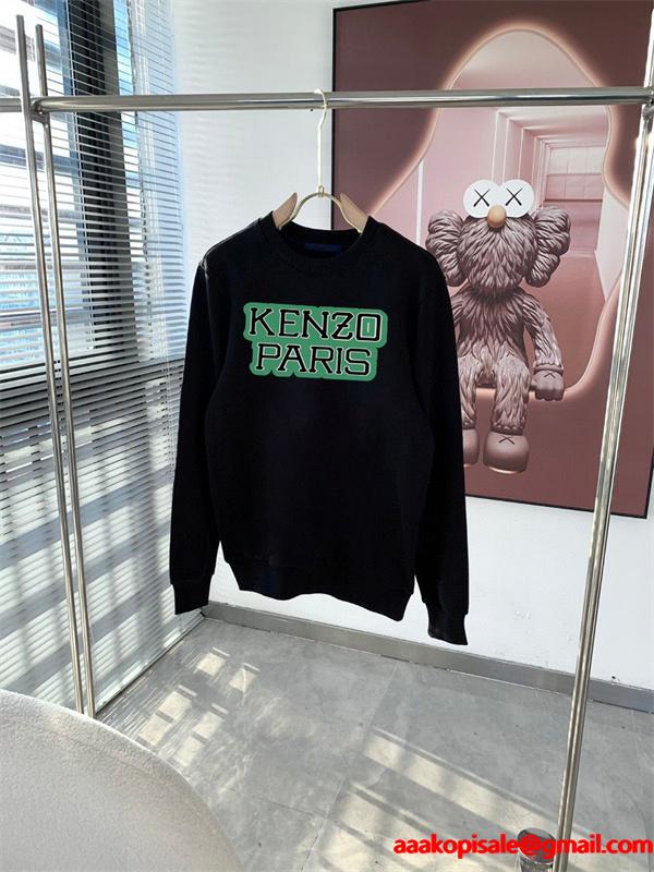 ケンゾー ブラック/ホワイト 2色展開 KENZOロゴ クルーネックスウェット ケンゾー 偽物 秋冬 シンプル 万能