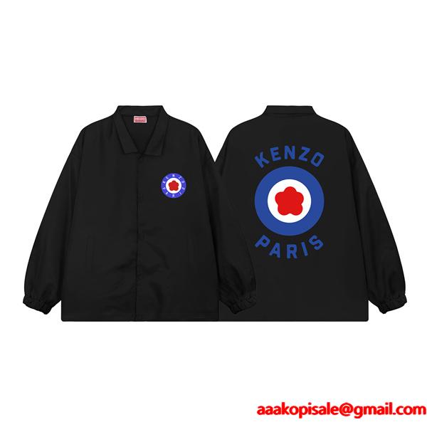 ケンゾー ブラック ブルーサークル&レッドフラワー KENZOロゴ ジャケット ケンゾー 偽物 秋冬 万能