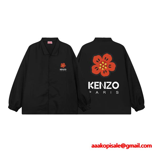 ブラック レッドフラワー KENZOロゴ ジャケット ケンゾー コピー 秋冬 鮮やか 活発な モード系