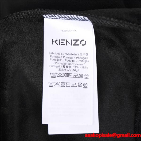  ケンゾー ブラック 起毛 スモール KENZOロゴ クルーネックスウェット コピー 秋冬 シンプル トレンド