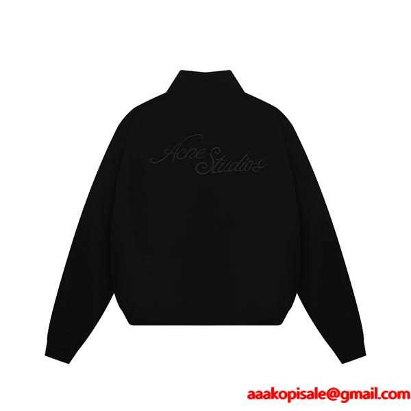 ストゥディオズ ライトグレー × ブラック プリント ジップジャケット Acne Studios コピー 秋冬シンプル 定番