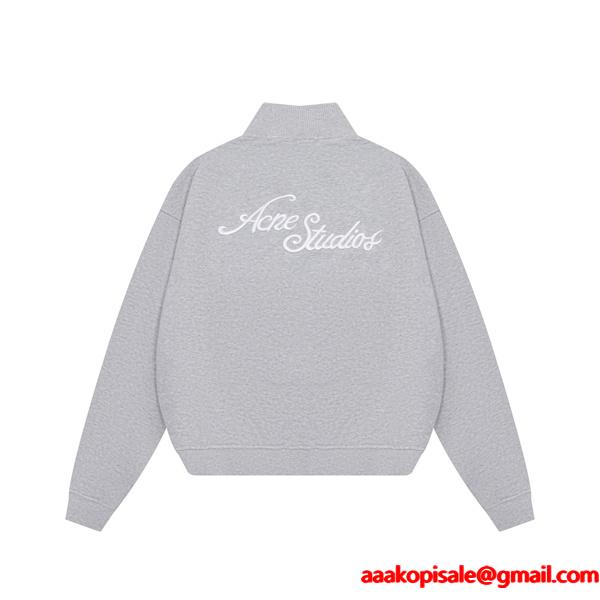 ストゥディオズ ライトグレー × ブラック プリント ジップジャケット Acne Studios コピー 秋冬シンプル 定番