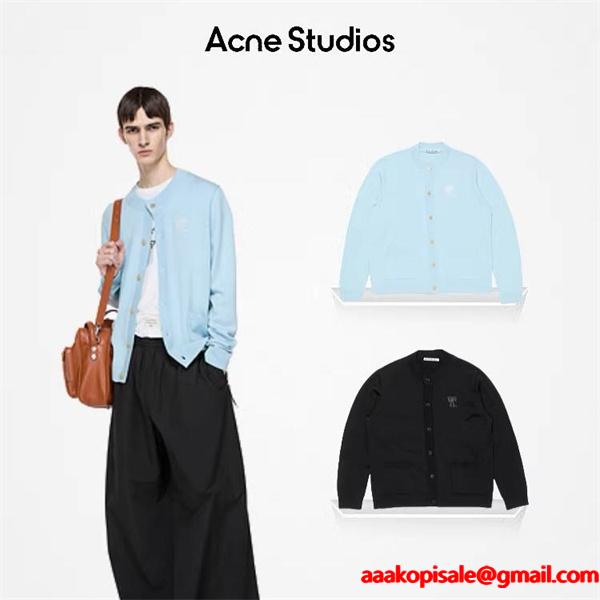 ライトブルー × ブラック カーディガン ストゥディオズ Acne Studios コピー 秋冬清潔感のある 人気