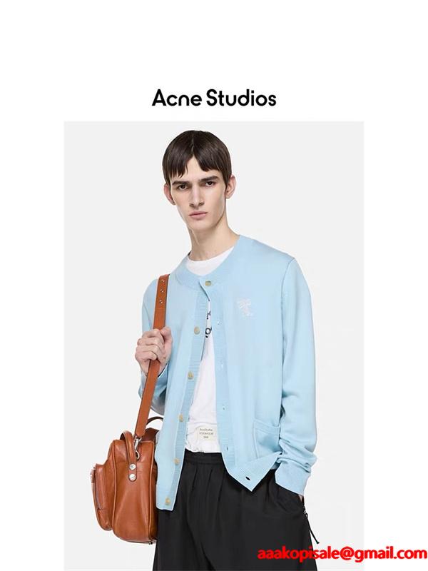 ライトブルー × ブラック カーディガン ストゥディオズ Acne Studios コピー 秋冬清潔感のある 人気