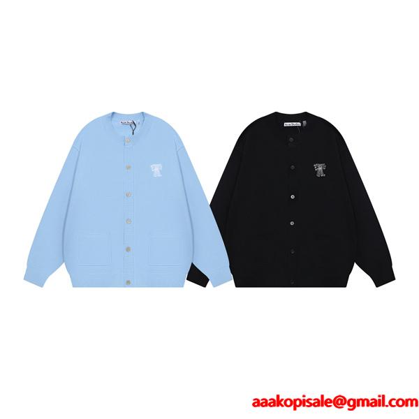 ライトブルー × ブラック カーディガン ストゥディオズ Acne Studios コピー 秋冬清潔感のある 人気