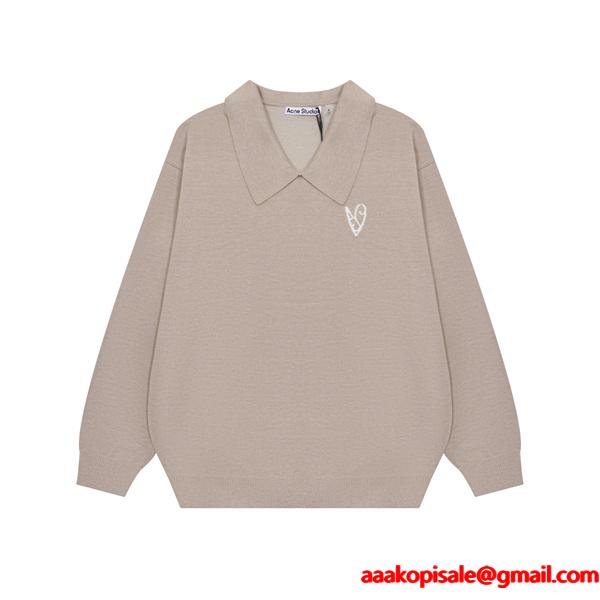 ダークグレー × ベージュ POLO セーター ストゥディオズ Acne Studios 偽物 秋冬洗練された 注目