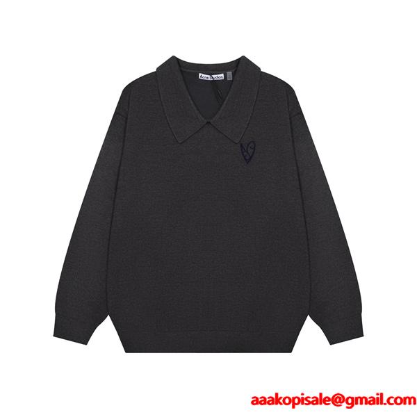 ダークグレー × ベージュ POLO セーター ストゥディオズ Acne Studios 偽物 秋冬洗練された 注目