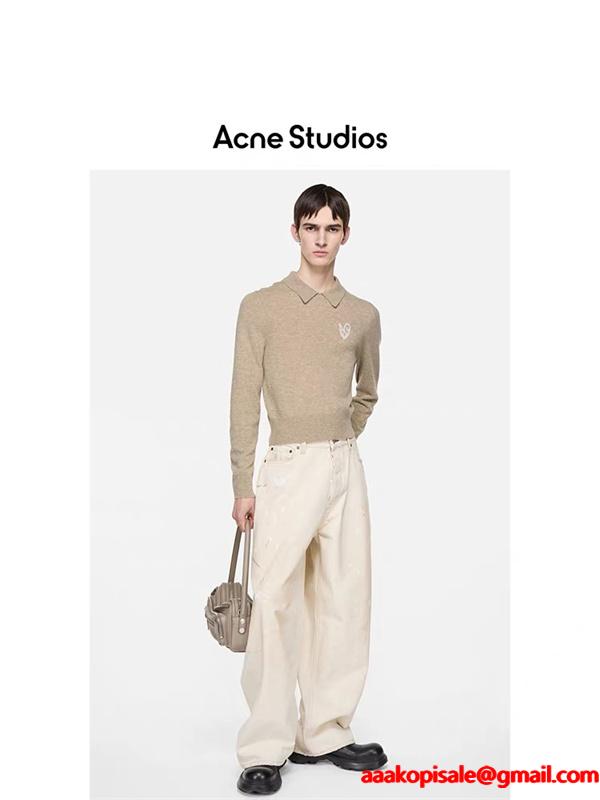 ダークグレー × ベージュ POLO セーター ストゥディオズ Acne Studios 偽物 秋冬洗練された 注目
