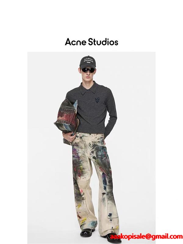ダークグレー × ベージュ POLO セーター ストゥディオズ Acne Studios 偽物 秋冬洗練された 注目