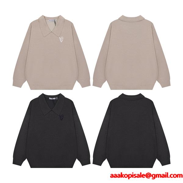 ダークグレー × ベージュ POLO セーター ストゥディオズ Acne Studios 偽物 秋冬洗練された 注目