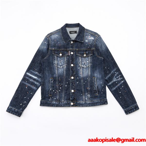 Dsquared2 激安 デニムジャケット メンズ Gジャン ヴィンテージ加工 スプラッシュペイント カジュアル アウター