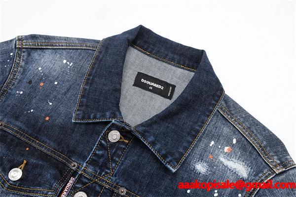 Dsquared2 激安 デニムジャケット メンズ Gジャン ヴィンテージ加工 スプラッシュペイント カジュアル アウター