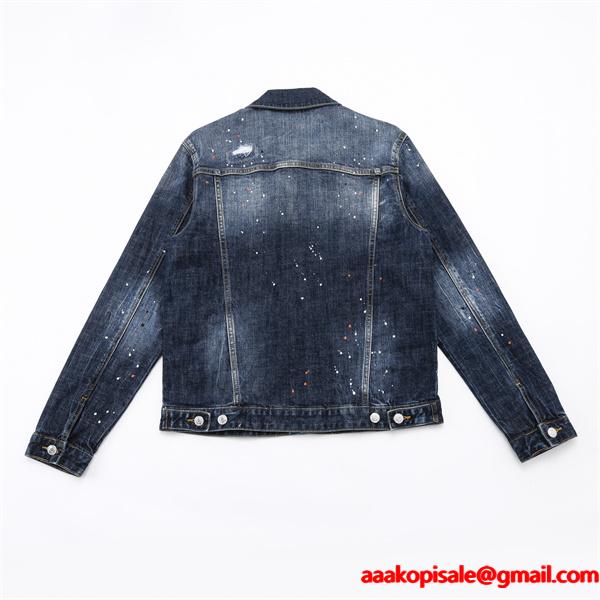 Dsquared2 激安 デニムジャケット メンズ Gジャン ヴィンテージ加工 スプラッシュペイント カジュアル アウター