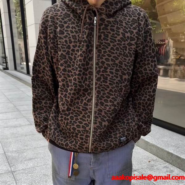 Supreme 激安 フリース フーディ SS25 豹柄 サーマルパーカー メンズ レディース ジップアップ ストリート人気