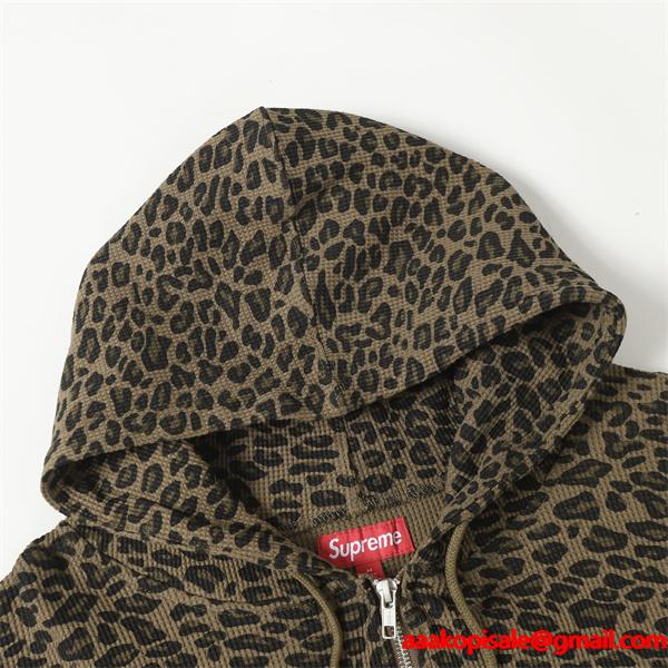 Supreme 激安 フリース フーディ SS25 豹柄 サーマルパーカー メンズ レディース ジップアップ ストリート人気