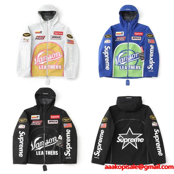 Supreme × Vanson 激安 FW25 GORE-TEX シェルジャケット メンズ 防水 刺繍ロゴ バイカー仕様 アウター  （关键