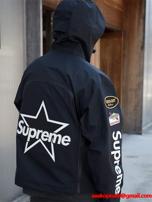 Supreme × Vanson 激安 FW25 GORE-TEX シェルジャケット メンズ 防水 刺繍ロゴ バイカー仕様 アウター  （关键