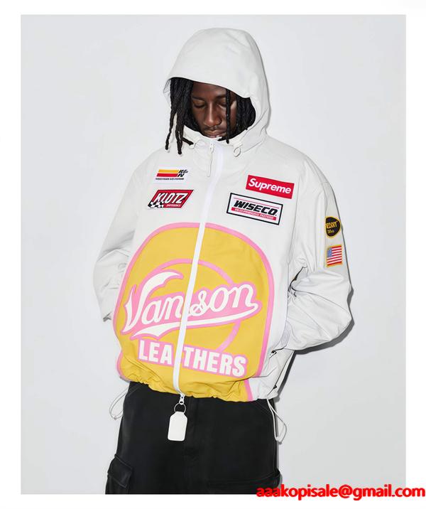 Supreme × Vanson 激安 FW25 GORE-TEX シェルジャケット メンズ 防水 刺繍ロゴ バイカー仕様 アウター  （关键