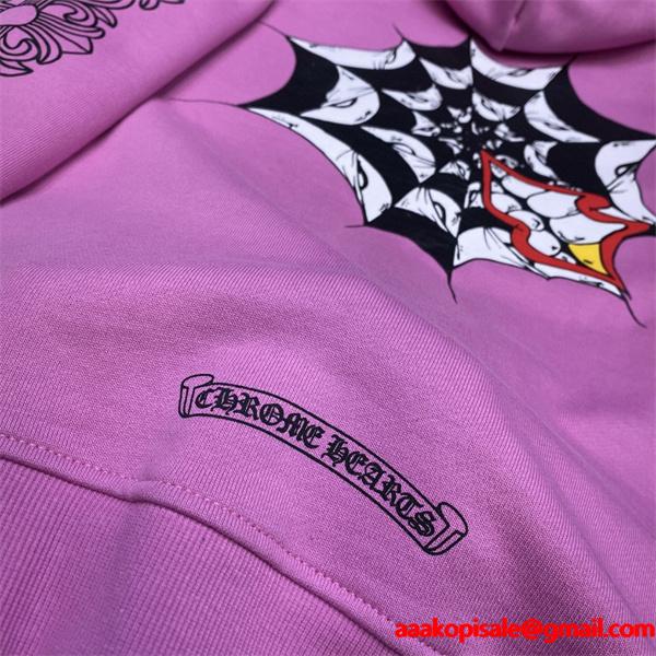 クロムハーツ コピー Chrome Hearts パーカー 数量限定 ピンク 袖部刺繍ロゴ 保温性抜群 秋冬高級トレンド