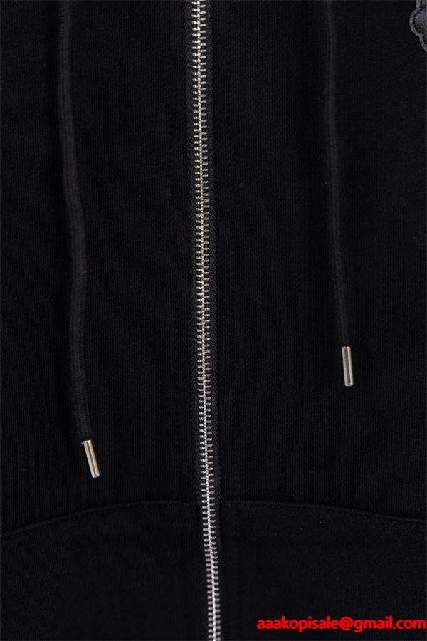 クロムハーツ コピー Chrome Hearts パーカー 新作 ブラック 十字刺繍 小ロゴ 快適フルジップ 秋冬注目トレンド