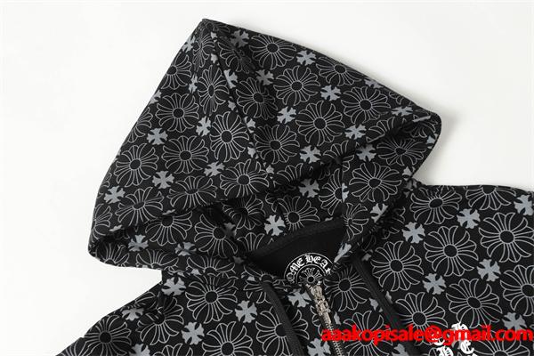 クロムハーツ コピー Chrome Hearts パーカー 話題 ホワイト × スカイブルー 星柄フルジップ 快適着心地 2025秋冬注目 