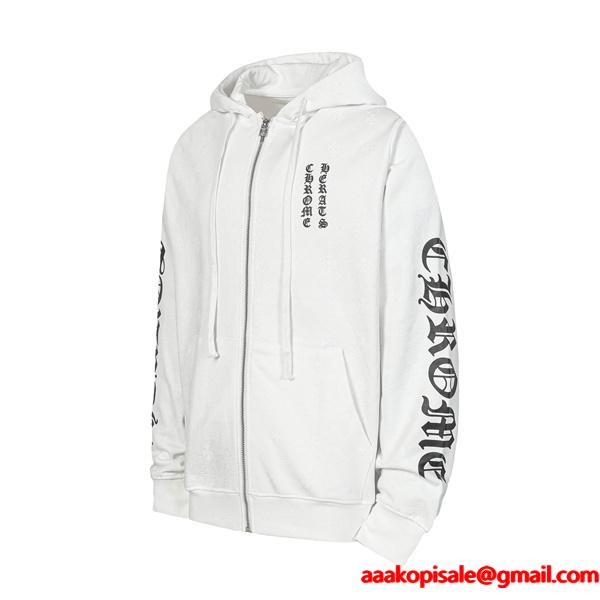 クロムハーツ コピー Chrome Hearts パーカー 話題 ホワイト × スカイブルー 星柄フルジップ 快適着心地 2025秋冬注目 