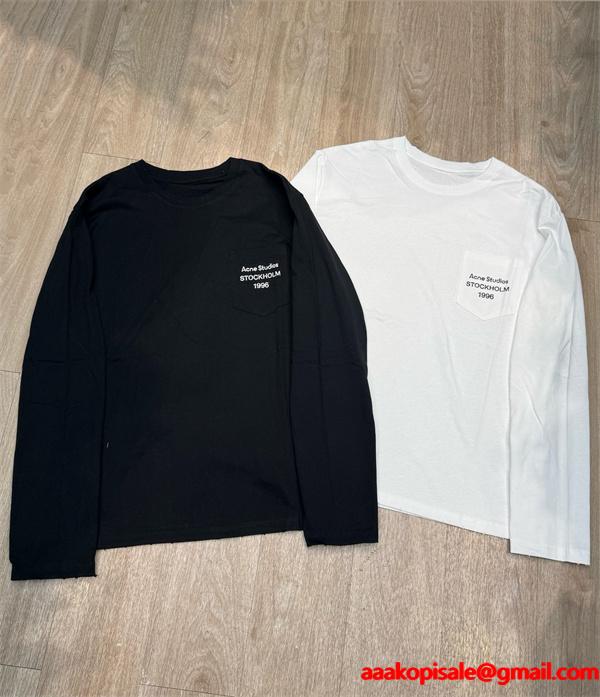 男女OK❤ACNE長袖ｔシャツスーパーコピー❤アークスタジオ人気2025 秋冬黒色ホワイト