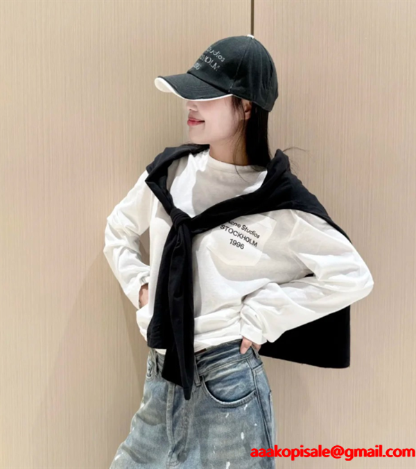 男女OK❤ACNE長袖ｔシャツスーパーコピー❤アークスタジオ人気2025 秋冬黒色ホワイト