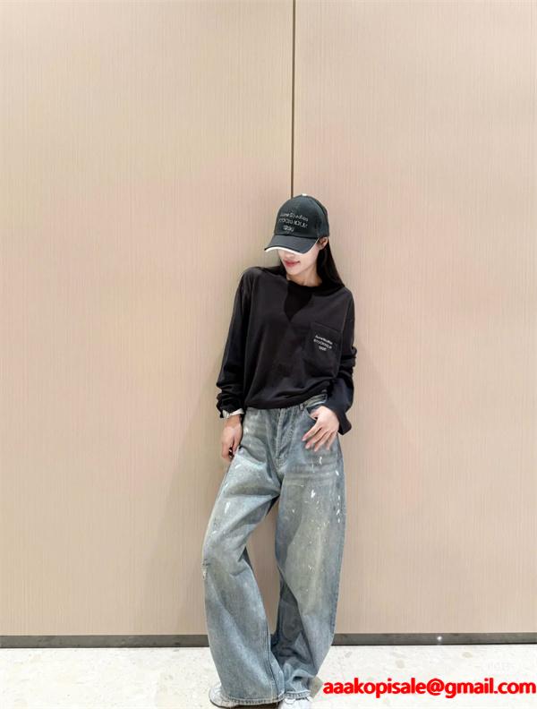 男女OK❤ACNE長袖ｔシャツスーパーコピー❤アークスタジオ人気2025 秋冬黒色ホワイト