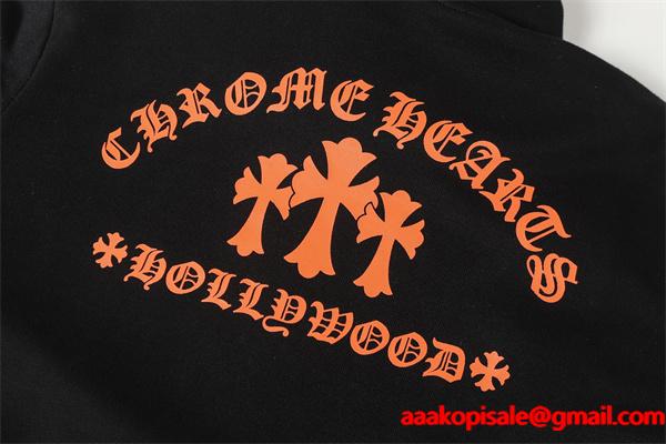 クロムハーツ コピー Chrome Hearts パーカー 人気 ホワイト × ブラック 袖ロゴ クルーネック 上質素材 2025秋冬定番
