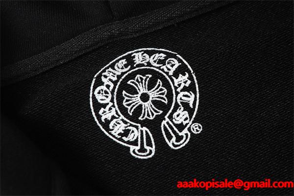 話題 ブラック × オレンジ 刺繍ロゴ 存在感抜群 2025秋冬トレンド クロムハーツ スーパーコピー Chrome Hearts パーカー