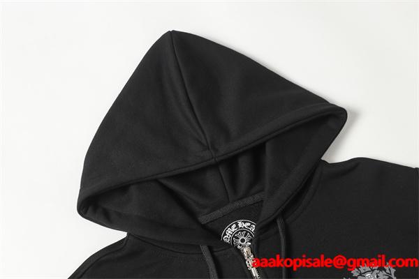  クロムハーツ コピー Chrome Hearts パーカー 数量限定  ホワイト × ブルー  バックロゴ 高級感溢れる 2025秋冬コーデ