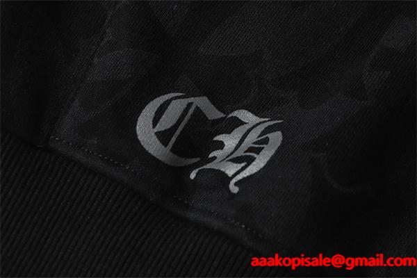 クロムハーツ コピー Chrome Hearts パーカー 売れ筋 ブラック 総柄 × フラワーモチーフ 存在感デザイン 2025秋冬コーデ