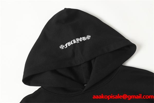  クロムハーツ コピー Chrome Hearts パーカー セール価格 ブラック × イエローロゴ 個性派 防風対策 2025秋冬必須アイテム