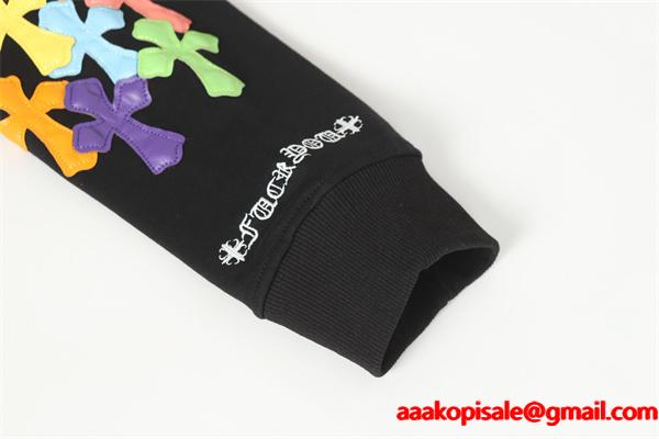 レア ホワイト × マルチカラーロゴ カラフル刺繍 着心地最高 2025秋冬定番 クロムハーツ コピー Chrome Hearts パーカー