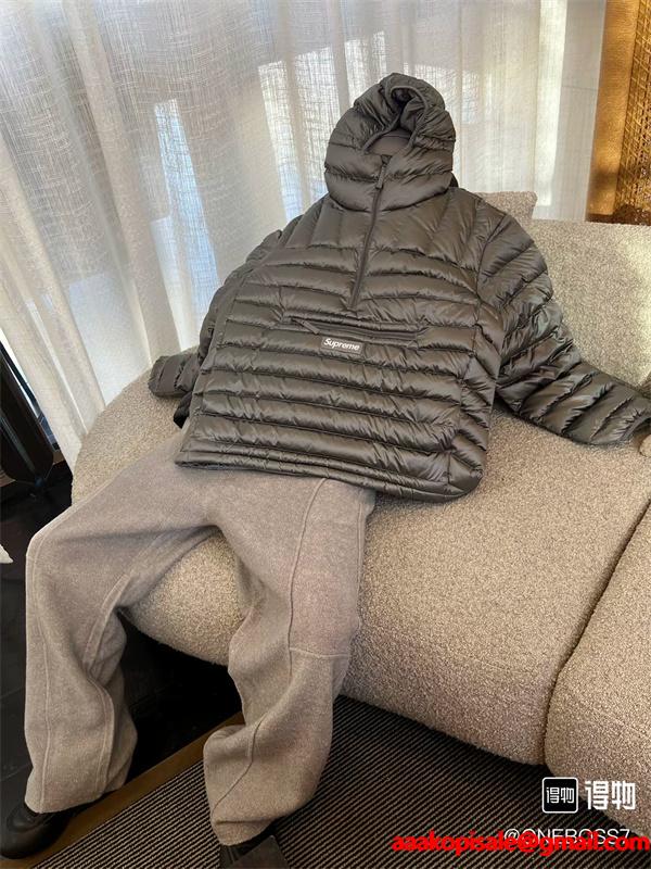 Supreme 激安 FW25 Micro Down ハーフジップ パフジャケット 90%ダックダウン 男女兼用 アウター