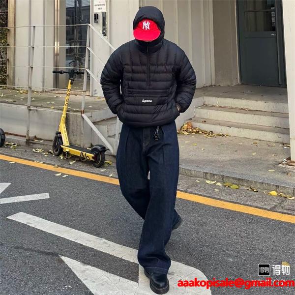 Supreme 激安 FW25 Micro Down ハーフジップ パフジャケット 90%ダックダウン 男女兼用 アウター