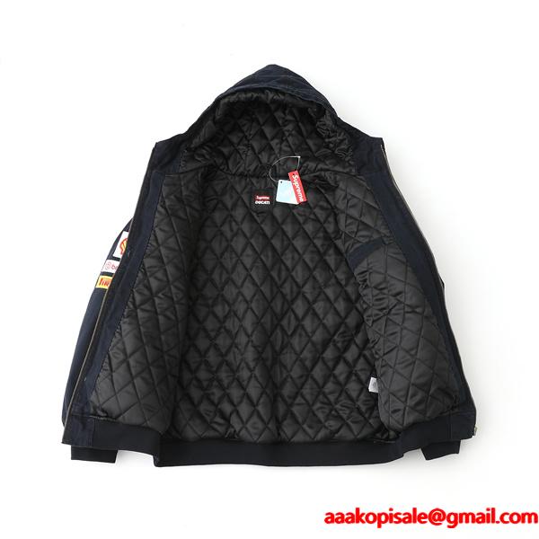 Supreme×DUCATI 激安 SS24 レーシングフーディージャケット 男女兼用 ダブルポケット ジップアップ 外套