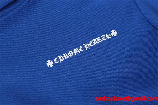 クロムハーツ コピー Chrome Hearts パーカーおすすめ ブルー 袖フレイム × バックキャラ 快適仕様 2026秋冬対応