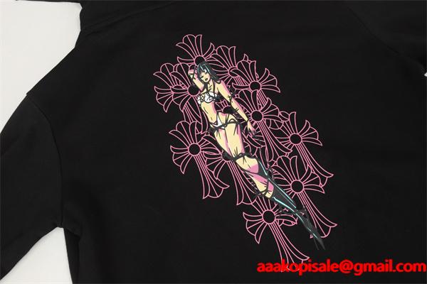 期間限定 ブラック ピンククロス × バックフィギュア 2025秋冬対応 クロムハーツ コピー Chrome Hearts パーカー