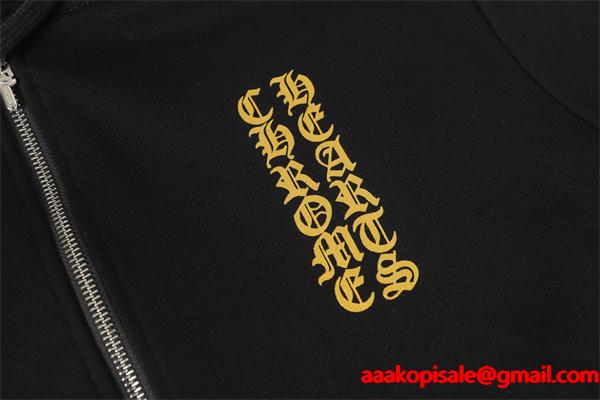 クロムハーツ コピー Chrome Hearts パーカー 数量限定  ブラック ゴールド 重厚スタイル モード系 2025秋冬対応