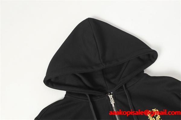 クロムハーツ コピー Chrome Hearts パーカー 数量限定  ブラック ゴールド 重厚スタイル モード系 2025秋冬対応
