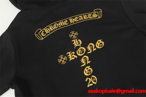 クロムハーツ コピー Chrome Hearts パーカー 数量限定  ブラック ゴールド 重厚スタイル モード系 2025秋冬対応