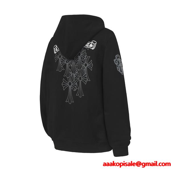 注目の新作 ホワイト シンプルジップ 上品モード 2025秋冬コーデ クロムハーツ コピー Chrome Hearts パーカー
