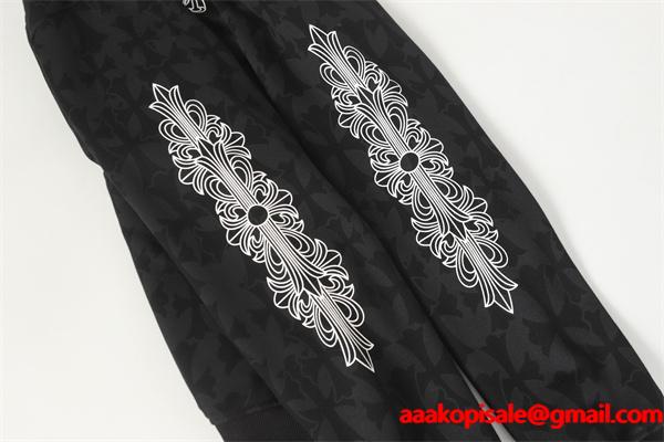 クロムハーツ コピー Chrome Hearts パーカー プレミアム品質 ブラック フラワーモチーフ袖 上質素材 2025秋冬準備