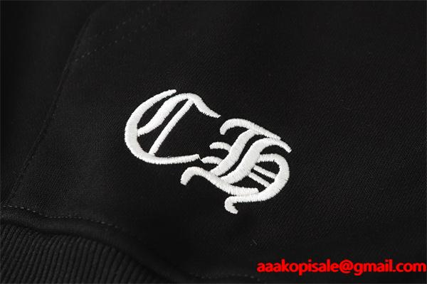 快適さ重視 グレー × ブラック シンプル 2025秋冬対応 クロムハーツ コピー Chrome Hearts ジップパーカー